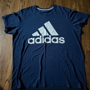 Adidas Men's Dark Blue Tee with White Logo